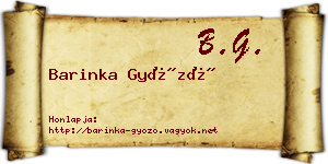 Barinka Győző névjegykártya